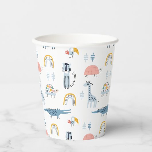 Doodle Animal Fun Muster Pappbecher (Vorderseite)