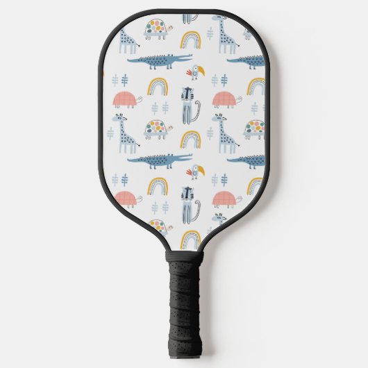 Doodle Animal Fun Muster Pickleball Schläger (Vorderseite)