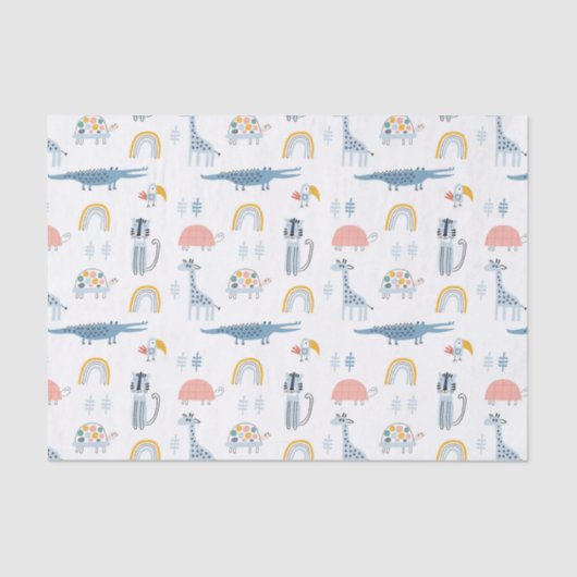 Doodle Animal Fun Muster Seidenpapier (Vorderseite)