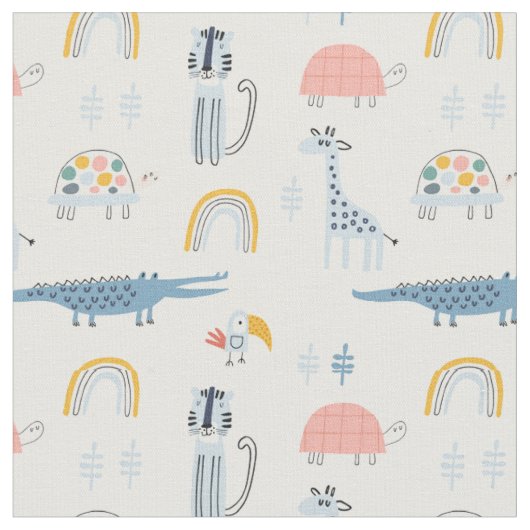 Doodle Animal Fun Muster Stoff (Nahaufnahme)