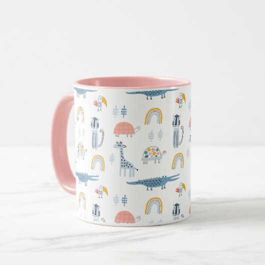 Doodle Animal Fun Muster Tasse (Vorderseite Links)