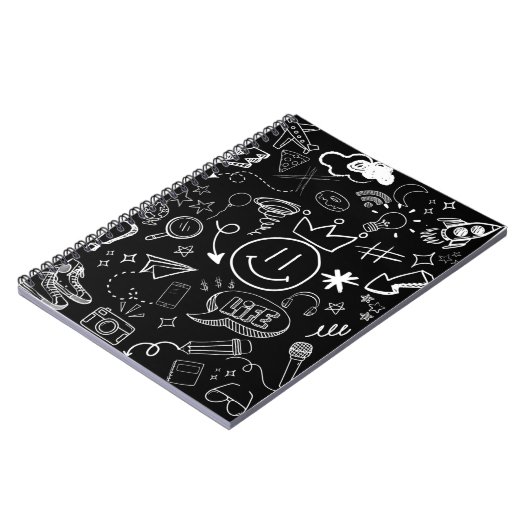 Doodle Art Black & White Notizblock (Linke Seite)