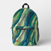 Doodle Art Blues und Grüntöne Bedruckter Rucksack (Vorderseite)