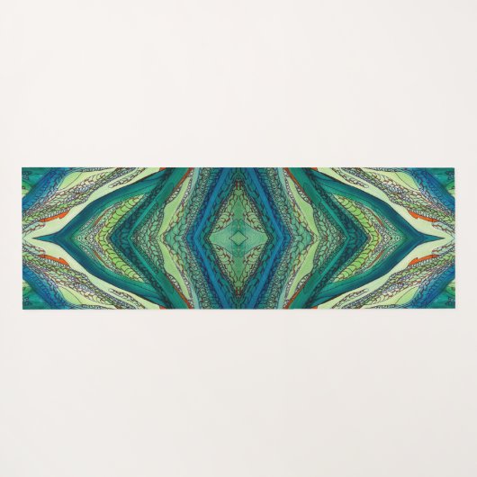 Doodle Art Blues und Grüntöne Yogamatte (Rückseite (Horizontal))