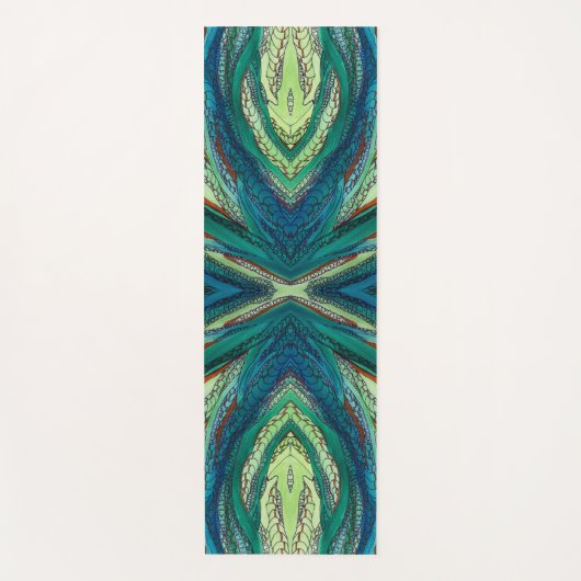 Doodle Art Blues und Grüntöne Yogamatte (Vorderseite)