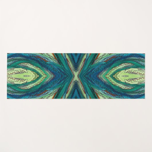 Doodle Art Blues und Grüntöne Yogamatte (Vorderseite (Horizontal))