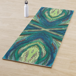Doodle Art Blues und Grüntöne Yogamatte