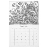 Doodle Art Coloring Blume - Kalender (Jan 2026)
