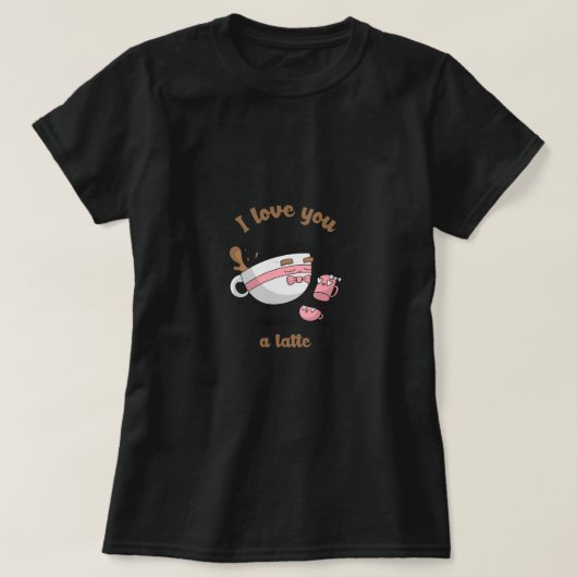 Doodle Art Cute Cartoon Coffee Couple Latte T-Shirt (Design vorne)