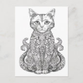 Doodle art cute cat postkarte (Vorderseite)