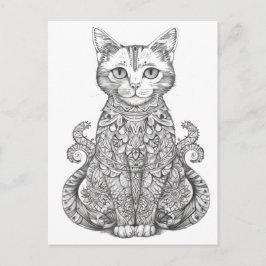 Doodle art cute cat postkarte