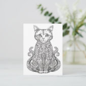 Doodle art cute cat postkarte (Stehend Vorderseite)