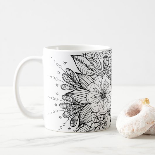 Doodle Art Design #1 zur Kaffee-Tasse Kaffeetasse (Mit Donut)