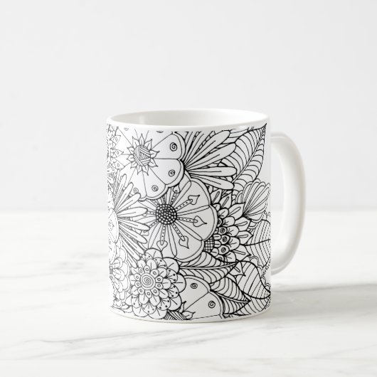 Doodle Art Design #1 zur Kaffee-Tasse Kaffeetasse (VorderseiteRechts)