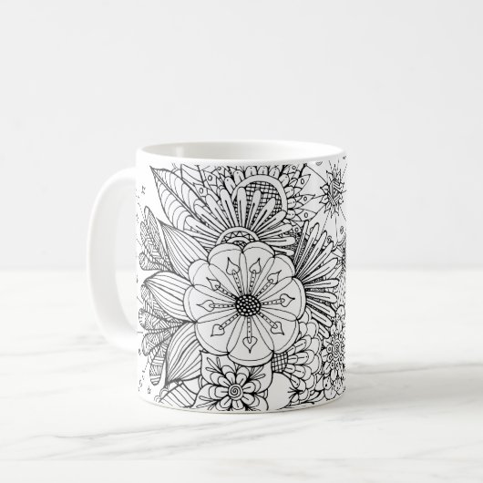 Doodle Art Design #1 zur Kaffee-Tasse Kaffeetasse (Vorderseite Links)