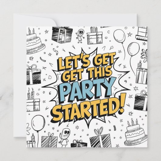 Doodle Art Explosion Geburtstagsdesign Karte (Vorderseite)