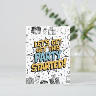 Doodle Art Explosion Geburtstagsdesign Postkarte