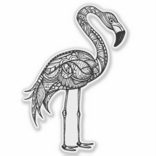Doodle art Flamingo Aufkleber (Vorderseite)