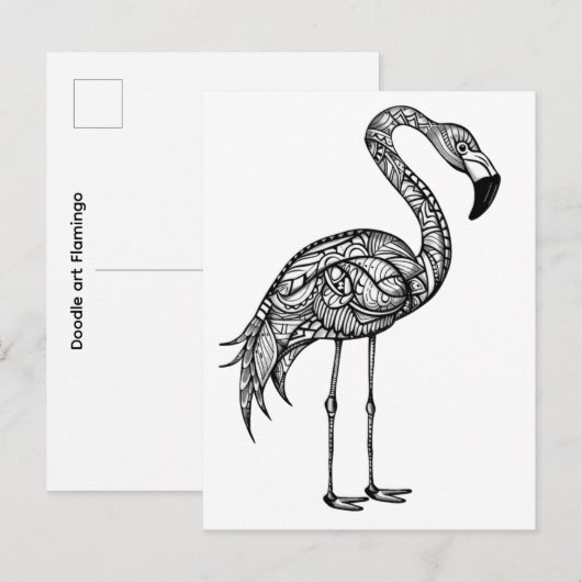 Doodle art Flamingo  Postkarte (Vorne/Hinten)