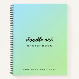 Doodle Art Gradient grünes blaues Sketch-Notebook Notizblock