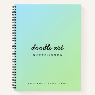 Doodle Art Gradient grünes blaues Sketch-Notebook Notizblock