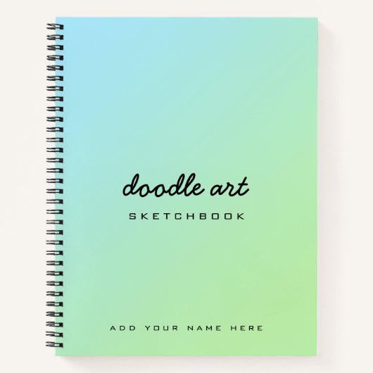 Doodle Art Gradient grünes blaues Sketch-Notebook Notizblock (Vorderseite)