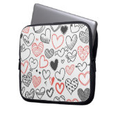 Doodle Art Herz Rot und Schwarz Hipster Valentine Laptopschutzhülle (Vorderseite Links)