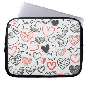 Doodle Art Herz Rot und Schwarz Hipster Valentine Laptopschutzhülle