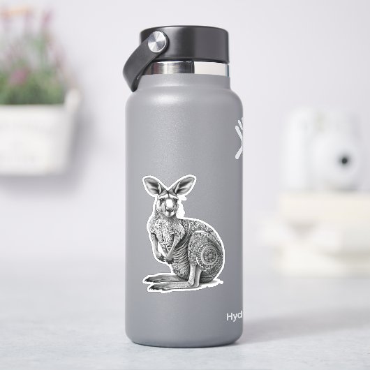 Doodle art Kangaroo Aufkleber (HydroFlask)