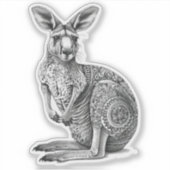 Doodle art Kangaroo Aufkleber (Vorderseite)