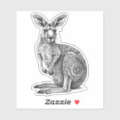Doodle art Kangaroo Aufkleber (Blatt)