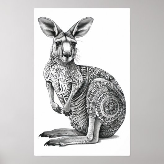 Doodle art Kangaroo Poster (Vorne)