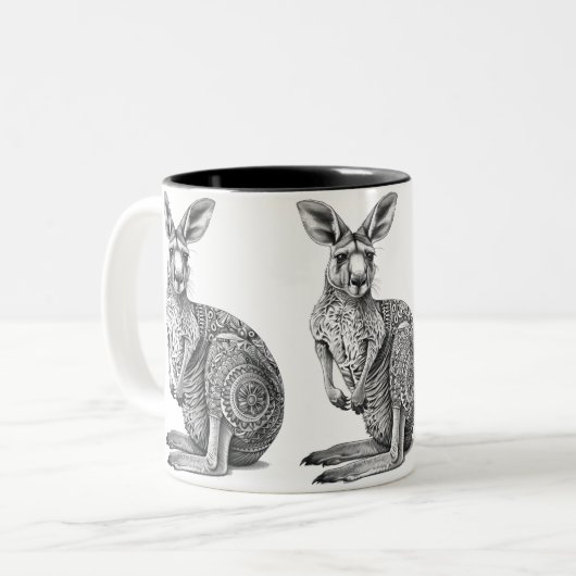 Doodle art Kangaroo Zweifarbige Tasse (Vorderseite Links)