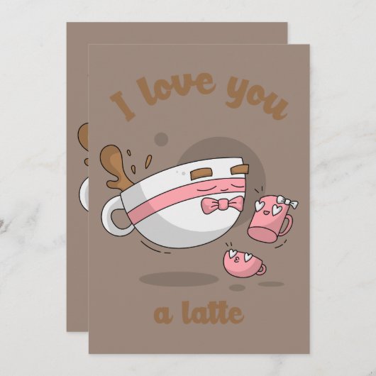 Doodle Art Latte Art Coffee Cute Cartoon Art Einladung (Vorne/Hinten)