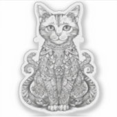 Doodle Art niedlich Cat Aufkleber (Vorderseite)