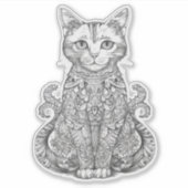Doodle Art niedlich Cat Aufkleber (Vorderseite)