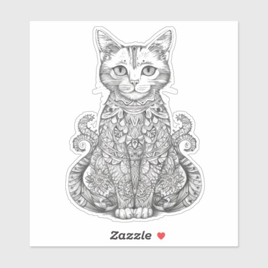 Doodle Art niedlich Cat Aufkleber (Blatt)