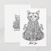 Doodle Art niedlich Cat Dankeskarte (Vorne/Hinten)