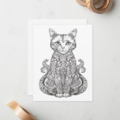 Doodle Art niedlich Cat Mitteilungskarte (Vorderseite/Rückseite Beispiel)