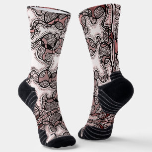 Doodle Art Socken mit Weiß und Braun.