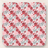 Doodle Art Style Red Pink Roses Hearts Valentine's Getränkeuntersetzer (Vorderseite)