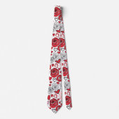 Doodle Art Style Red Pink Roses Hearts Valentine's Krawatte (Vorderseite)
