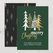 Doodle Art Trees Green Company Weihnachten Einladung (Vorne/Hinten)