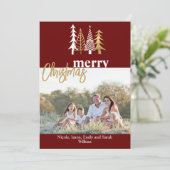 Doodle Art Trees Weihnachts-Foto Gruß Einladung (Stehend Vorderseite)