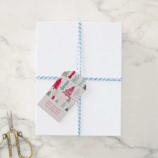 Doodle Art Weihnachtsbaumen Personalisiert Geschenkanhänger (Mit Garn)