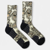 Doodle Art Weiß und Bräune Socken (Rechts)