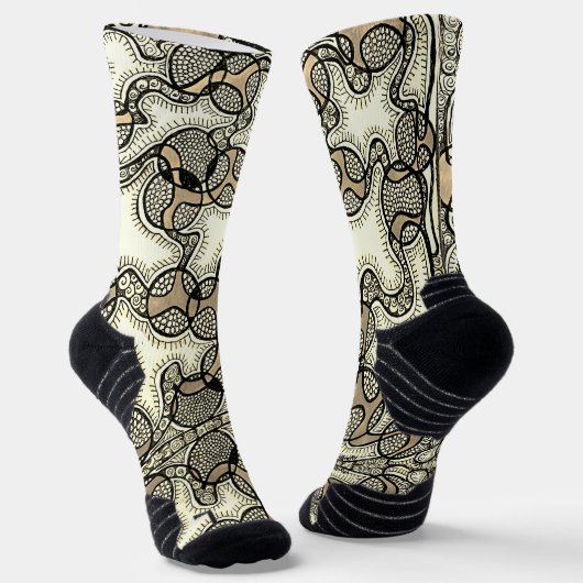 Doodle Art Weiß und Bräune Socken (Gewinkelt)