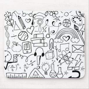 Doodle Art Zurück zu Schwarz-Weiß-Mousepad Mousepad