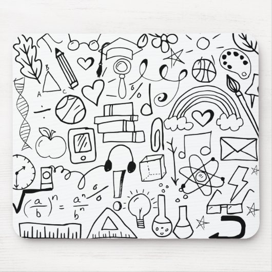 Doodle Art Zurück zu Schwarz-Weiß-Mousepad Mousepad (Vorne)