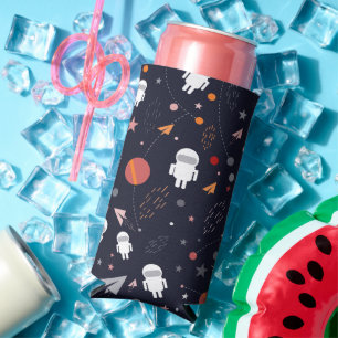 Doodle Astronaut Muster Selters Dosenkühler